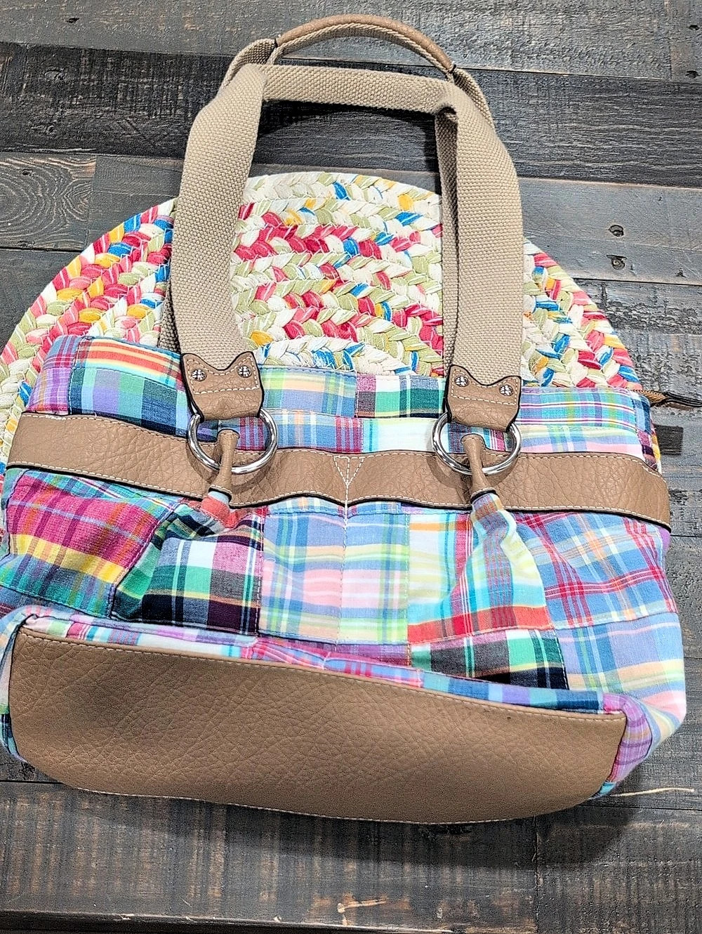 Multicolor Plaid Tote Bag